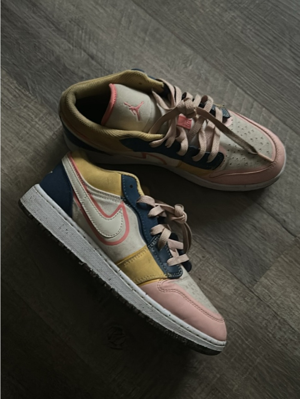 Nike Low-Top Sneakers in Pink, Yellow, Navy & Cream